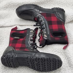 Bogs Boots Girls Kids Sidney Lace Plaid Legion Blue 72004 size youth 2